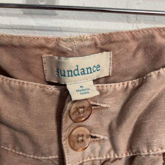 Sundance Pants Small Crochet Linen Cotton Tan Adjustable Cuff Cottage Boho - Picture 4 of 9